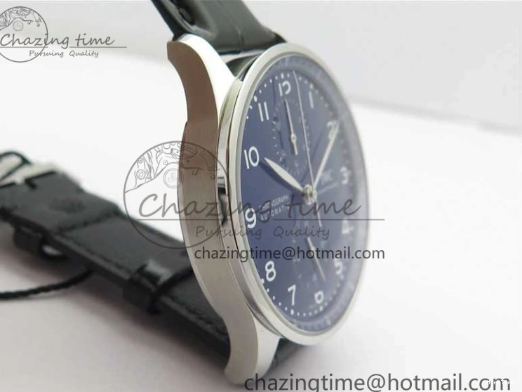 MIROTIME 0121 SunProtective Portugieser Chronograph Edition 150 Years IW371601 ZF 1:1 Best Edition Blue Dial on Black Leather Strap A7750 (Slim Movement) 7137